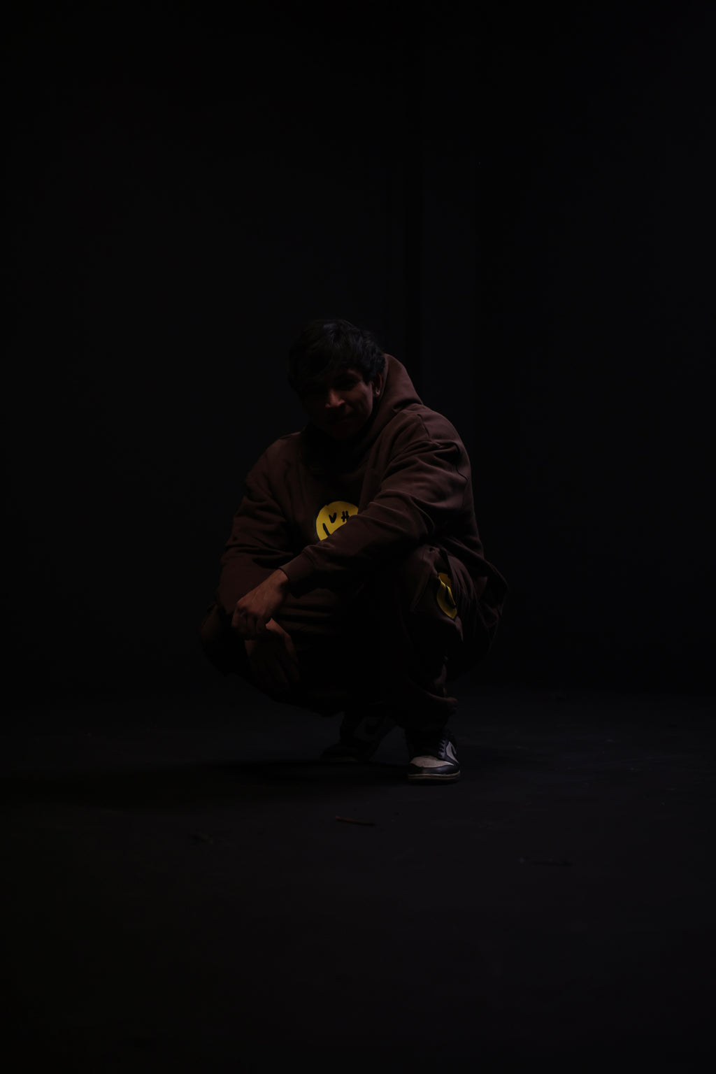 Brown Smiley Cargo Sweat Pants