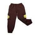 Brown Smiley Cargo Sweat Pants
